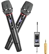 socodox Wireless Microphone System for Karaoke, Dual UHF Metal Wireless Mic with Rechargeable Rec...