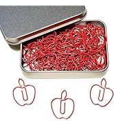 Cute Paper Clips, 60PCS Fruit Apple Shaped Paper Clips Fruit Bookmarks Clips, Assorted Colors, Fu...