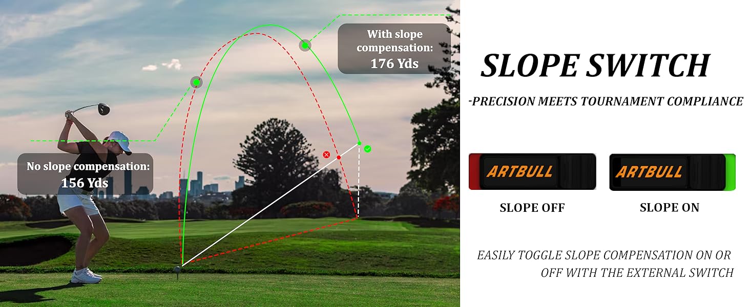 External slope switch allows easy on/off for tournament-legal use