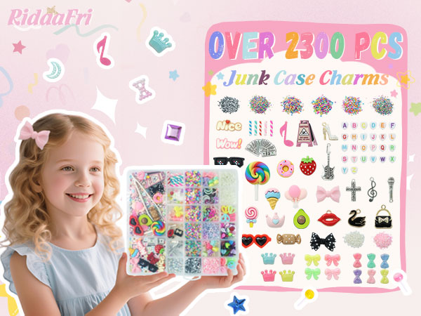Junk Case Charms Kit Y2K DIY Phone Nail Decor Big Charms Kawaii Bows