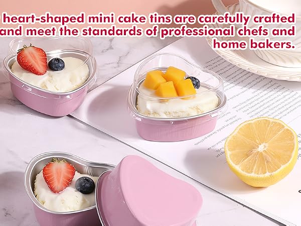 Mini Cake Pans with Lids, Small Disposable Aluminum Foil Cupcake Loaf Pans for Mother&amp;#39;s Day