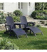 Shintenchi Adirondack Chair Set of 2,HDPE Adirondack Chairs with Umbrella Hole Connecting Tray &amp; ...