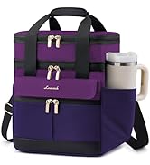 LOVEVOOK Insulated Lunch Bag Women Men,Expandable Double Deck Lunch Box for Women With Large Cup ...