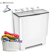 Erivess Compact Mini Twin Tub 32 lbs Washing Machine with Drying Rack&amp; 10 Hangers, 20 lbs Washer ...