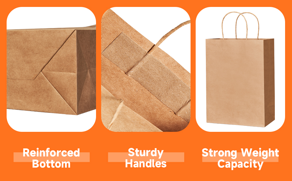 durable brown paper bag with reinforced bottom, sturdy handles, strong weight capacity