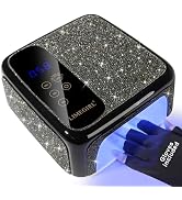 Sparkling Diamond UV Nail Lamp - Cordless, Professional Gel Nail Polish Curing Lamp with 4 Timers...