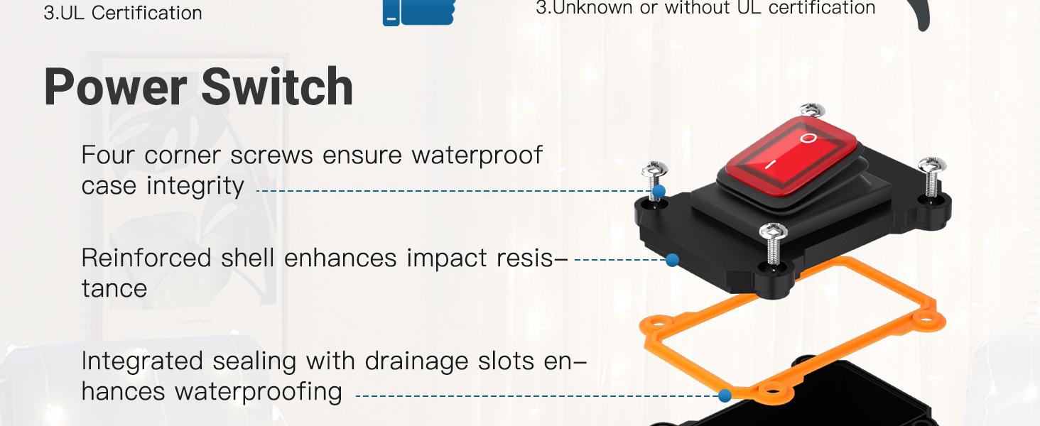 US-3-Prong Piggyback Switched Power Cord