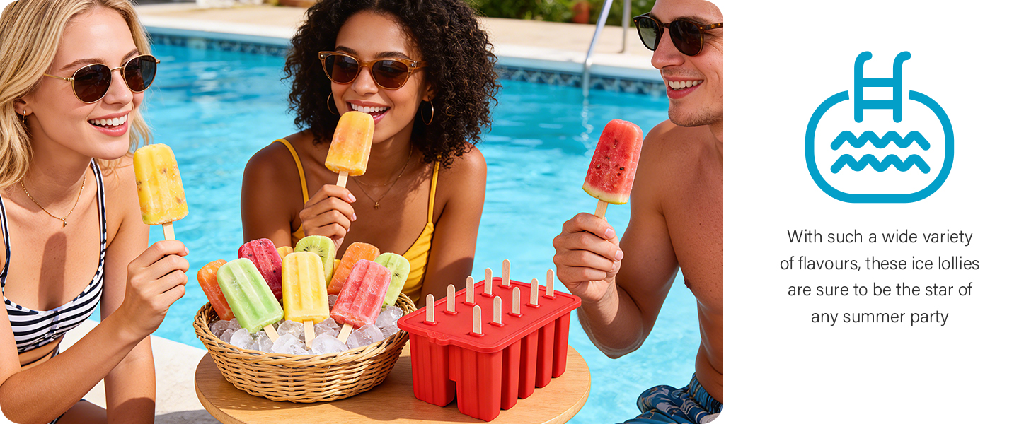 Various flavors of ice pops can be made, including fruit and milk flavors, etc.