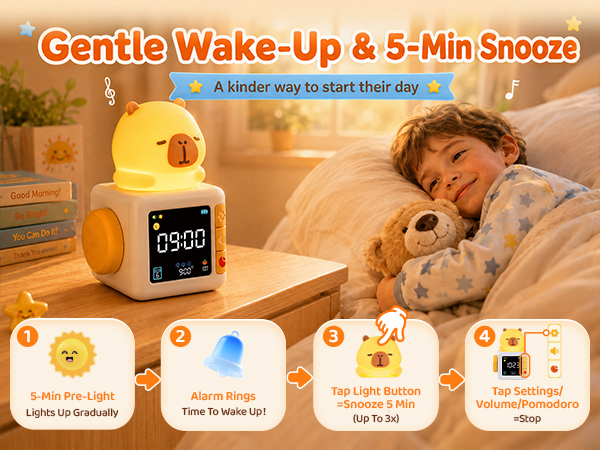 Capybara Kids Alarm Clock with Night Light 600*450-6-2