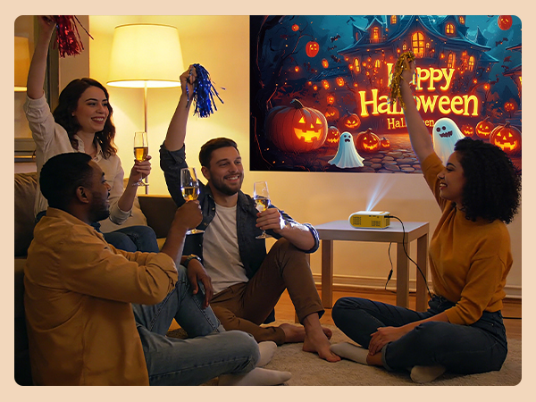 Mini Projector for Halloween Party &amp; Home Entertainment, Giant Screen Projection
