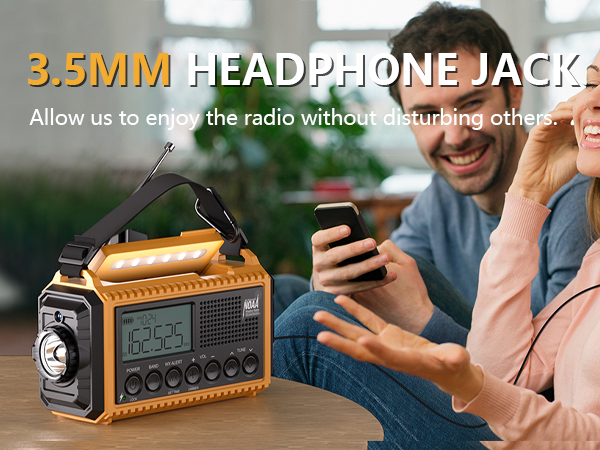 Weather radio with headphone jack