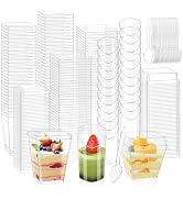 tchrules 400 Packs Dessert Cups with Lids, 5oz Mini Clear Plastic Dessert Cup Parfait Appetizer C...