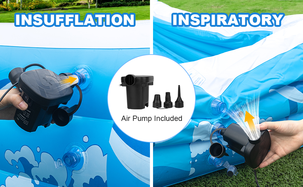Large Inflatable Pool for Adults Kids,Blow-up Pools Inflatable Swimming Pool with Pump, Kiddie Pool