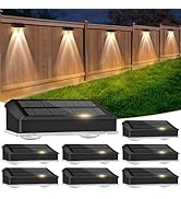 echosari Solar Fence Lights 8 Pack, 100 Lumen Ultra Bright Solar Wall Lights Outdoor Waterproof L...