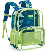 mommore Clear Backpack for Boys Kids Clear Bookbag for School Heavy Duty 15 Inch See Through Back...