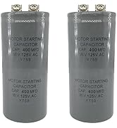 CD60 Capacitor 400uF 400MFD 125VAC 2-Pack Motor Start Capacitor Suitable for HVAC, Air Conditioni...