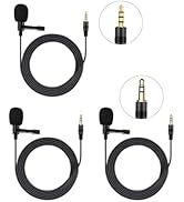HUACAM Lavalier Lapel Microphone, Portable Collar Clip Mic Compatible with iPhone Android Smartph...
