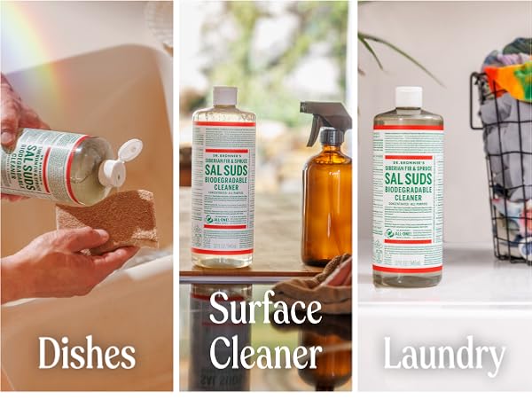 dishes, surface cleaner, laundry