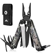 FLISSA Multitool, 15-in-1 Multi Tool Pocket Knife with Sheath, Stainless Steel EDC Multitool Plie...