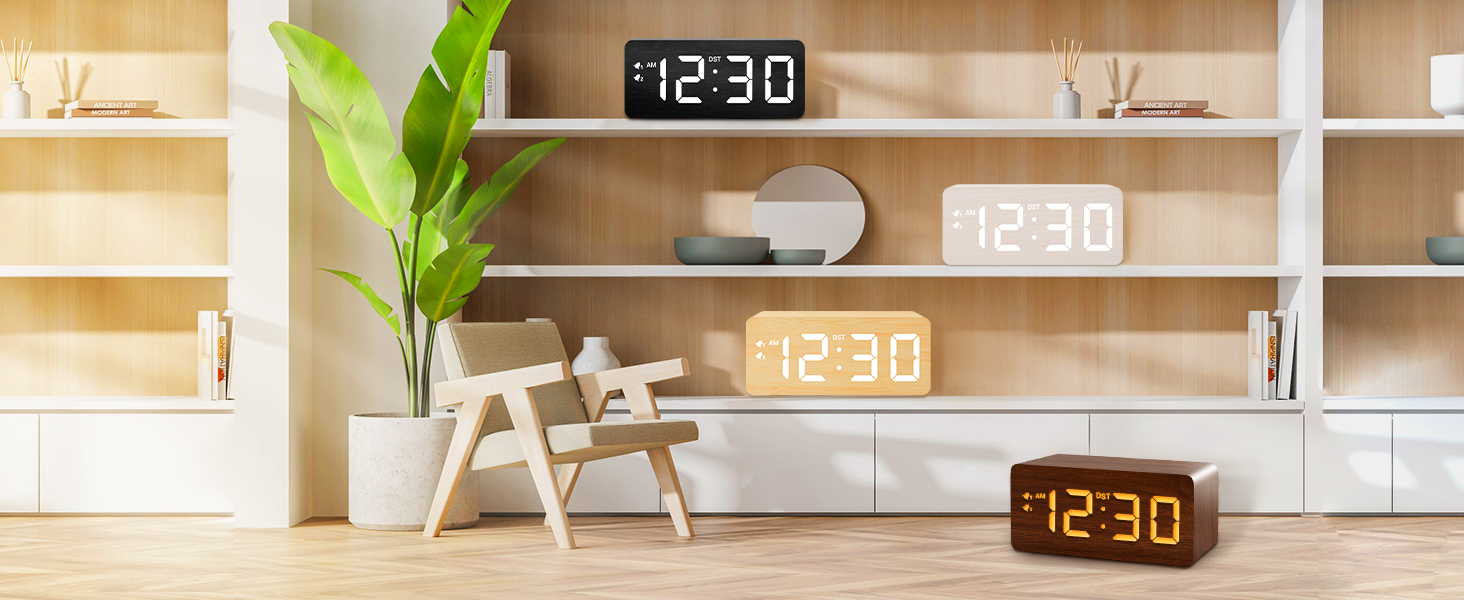 URAYCO WOODEN ALARM CLOCK FOR BEDROOM