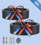 ANLINK 2 Pack 33FT/10M All-in-One Video Power Cable, Premade BNC Video Power Cable Extension Wire...
