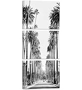 LevvArts Los Angeles Street Picture Canvas Prints Black and White Palm Trees Photography Wall Art...