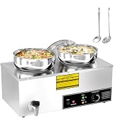 ZMRTDWO Soup Warmer, 2X7.4QT Stainless Steel Round Pot Food Warmer, 86°F~185°F Adjustable, 1200W ...