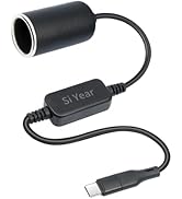 SiYear USB C Male to 12V Car Cigarette Lighter Socket Female Converter Cable, 12V 18W Power Cable...