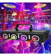 Upgraded 4 Lens DJ Disco Lights for Parties Laser Light Show with 9 LED Strobe Lights Remote Cont...