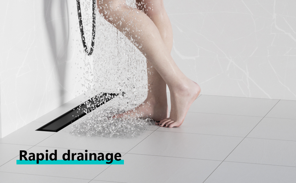 black linear shower drain