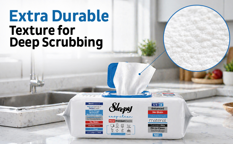 easy clean multi surface wipes, bleach additive all purpose cleaning towel, xl size