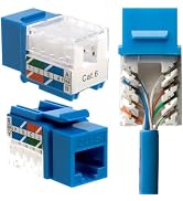 SATMAXIMUM Cat6 45° Angled Keystone Ethernet Wall Jack Punch Down UTP 45-Degree (Easier Terminati...