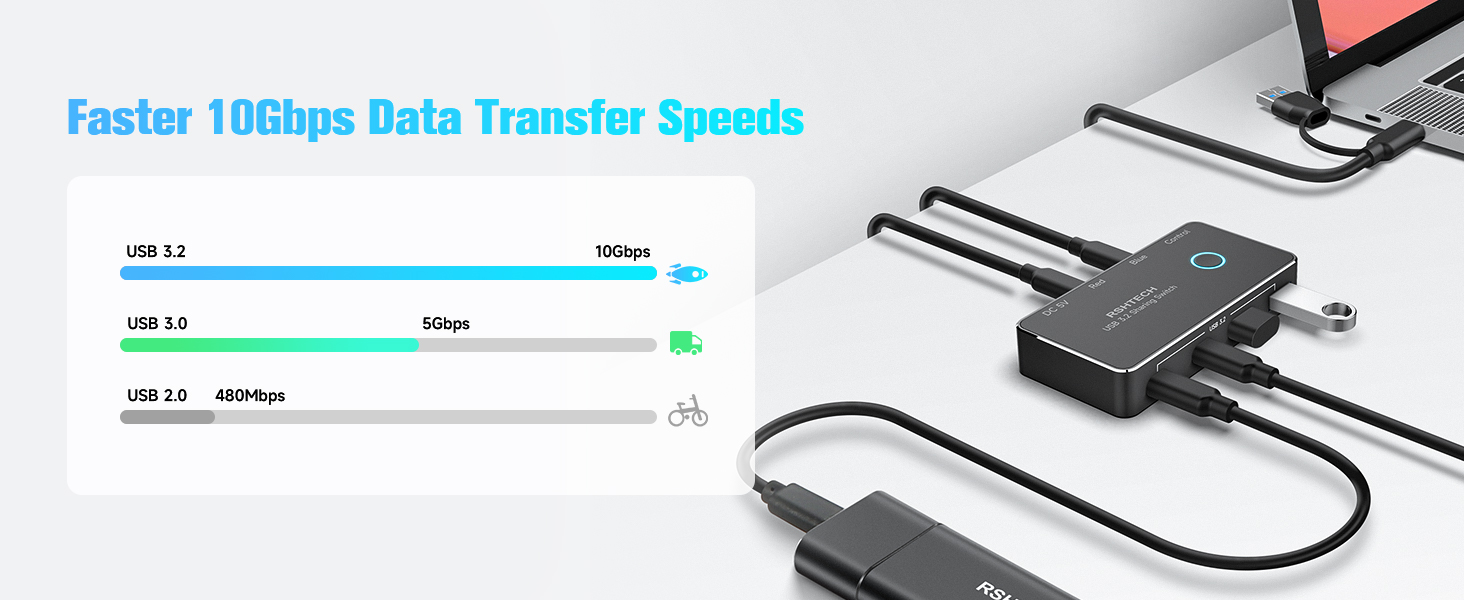 USB 3.2 sharing switch 2 computers to share 4 USB 3.2 devices