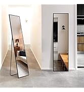 TRAHOME Standing Mirror Full Length Mirror,Large Floor Mirror with Aluminium Frame for Door Bedro...