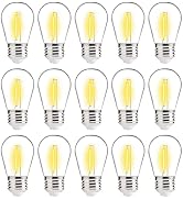 ALAMPEVER LED Outdoor Light Bulbs, S14 Replacement Bulbs for Outdoor String Lights, 15 Pack Shatt...