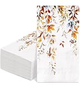 AnyDesign 100Pcs Fall Leaves Guest Napkins Boho Watercolor Leaves Disposable Paper Napkin Dinner ...