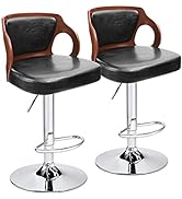 Homall Bar Stools Walnut Bentwood Adjustable Height Leather Modern Barstools with Back Vinyl Seat...