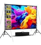 Outdoor Projector Screen with Stand - 200 inch Portable Projector Screens Indoor Outdoor Projecti...