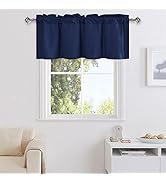 DWCN Valance Curtains for Living Room, Navy Window Valance Solid Short Topper, Short Curtains Val...