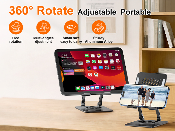 360° Rotating Aluminum Tablet Stand for Desk