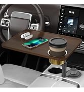 Car Desk Car Tray for Laptop &amp; Food, Wood Cup Holder Table with Adjustable Height, Car Accessorie...