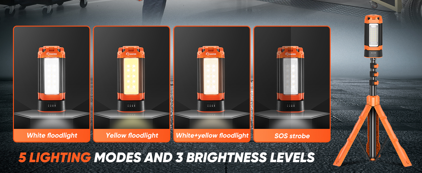 5 LIGHTING MODESAND 3 BRIGHTNESS LEVELS