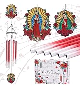LIRAVENO Wind Chimes for Outside - Metal Our Lady of Guadalupe Windchimes with Greeting Card Indo...