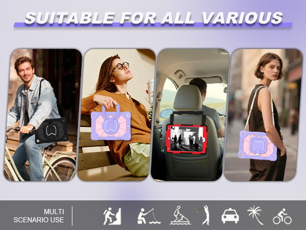 iPad 9th/8th/7th Generation Case with Screen Protector/360°Rotating Stand/Shoulder Strap