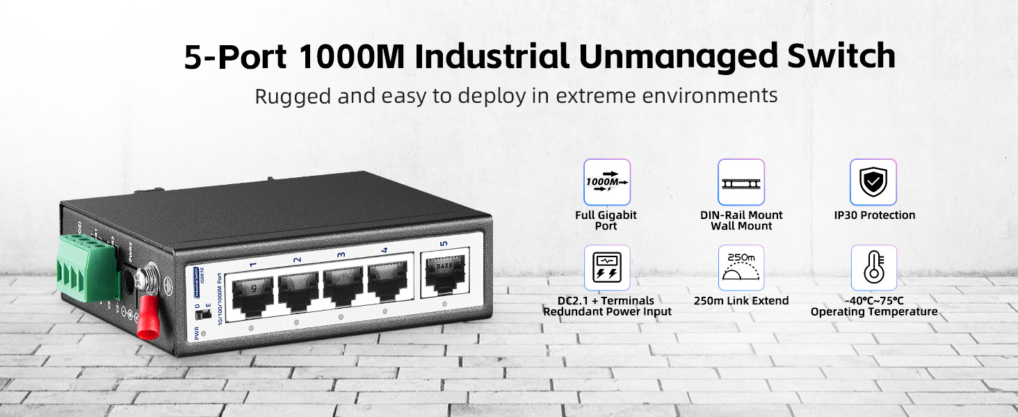 5-Port Gigabit Inudstrial Switch