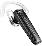 Bluetooth Headset, Mono Wireless Earpiece with Carbon Fiber Design