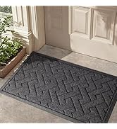 LEKEEPGO Door Mat Outside Entrance, Absorbent Indoor Outdoor Front Door Mat, Muddy Dirt Resist Ou...