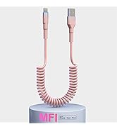 Coiled Lightning Cable for Apple CarPlay,[MFi Certified] Short Retractable iPhone Charger Cable C...