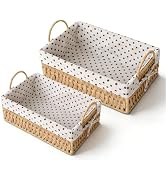 2 Pack Wicker Baskets for Storage, Toilet Paper Basket with Handles, Storage Baskets for Toilet S...