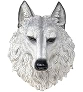 White Wolf Bust Wall Mount – Realistic 3D Resin Wolf Head Sculpture, Rustic Wildlife Wall Art for...